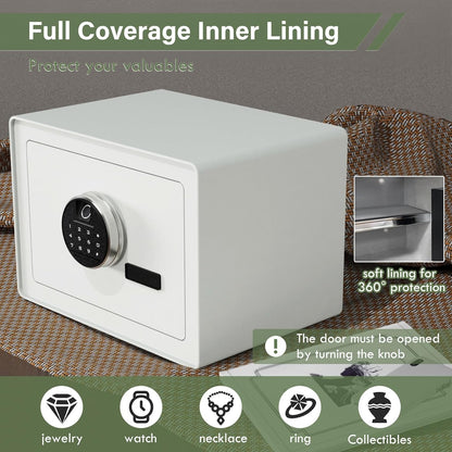 1.2 cu ft Fingerprint Safe Box with Keypad & Key, Removable Shelf