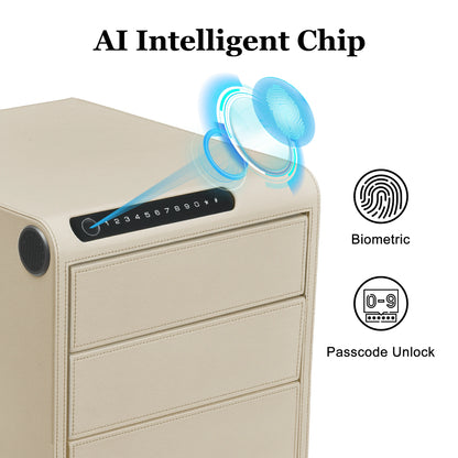 3 Drawers Smart Jewelry Safe Box with Bluetooth, Fingerprint Lock & Auto Open