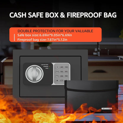 0.24 cu ft Small Electronic Safe Box with Key, Wall or Cabinet Mount