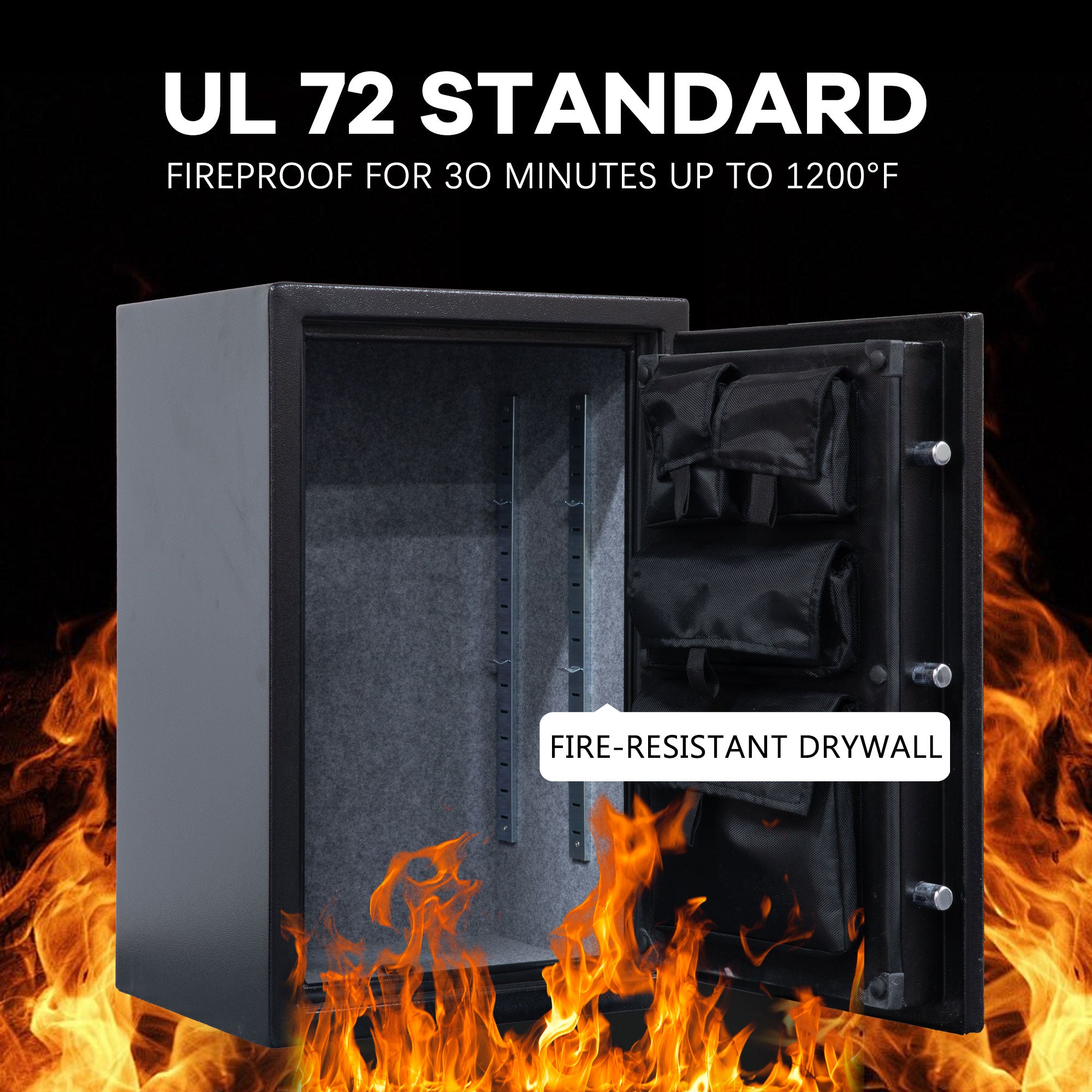 2.5 Cu Ft Fireproof Safe with Programmable Electronic Keypad(Black-with Gun Bag)