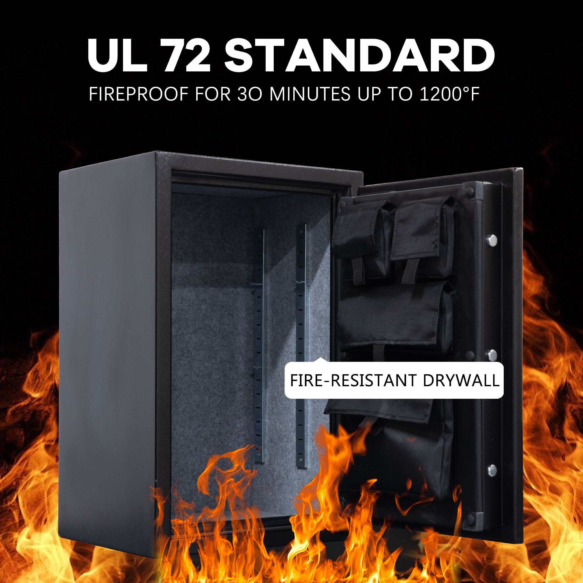 Fireproof Safe with Fingerprint & Programmable Keypad (Black-with Gun Bag)