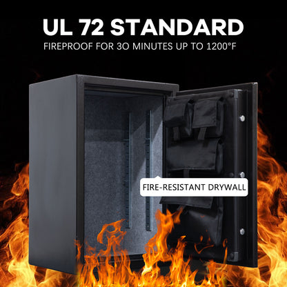 Fireproof Safe with Fingerprint & Programmable Keypad (Black-with Gun Bag)