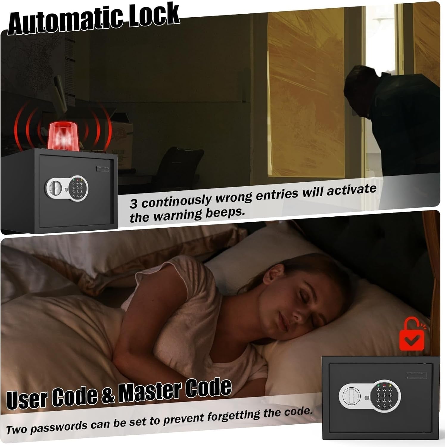 1.2 Cu Ft Home Safe with Digital Keypad & Alarm, Steel Cabinet