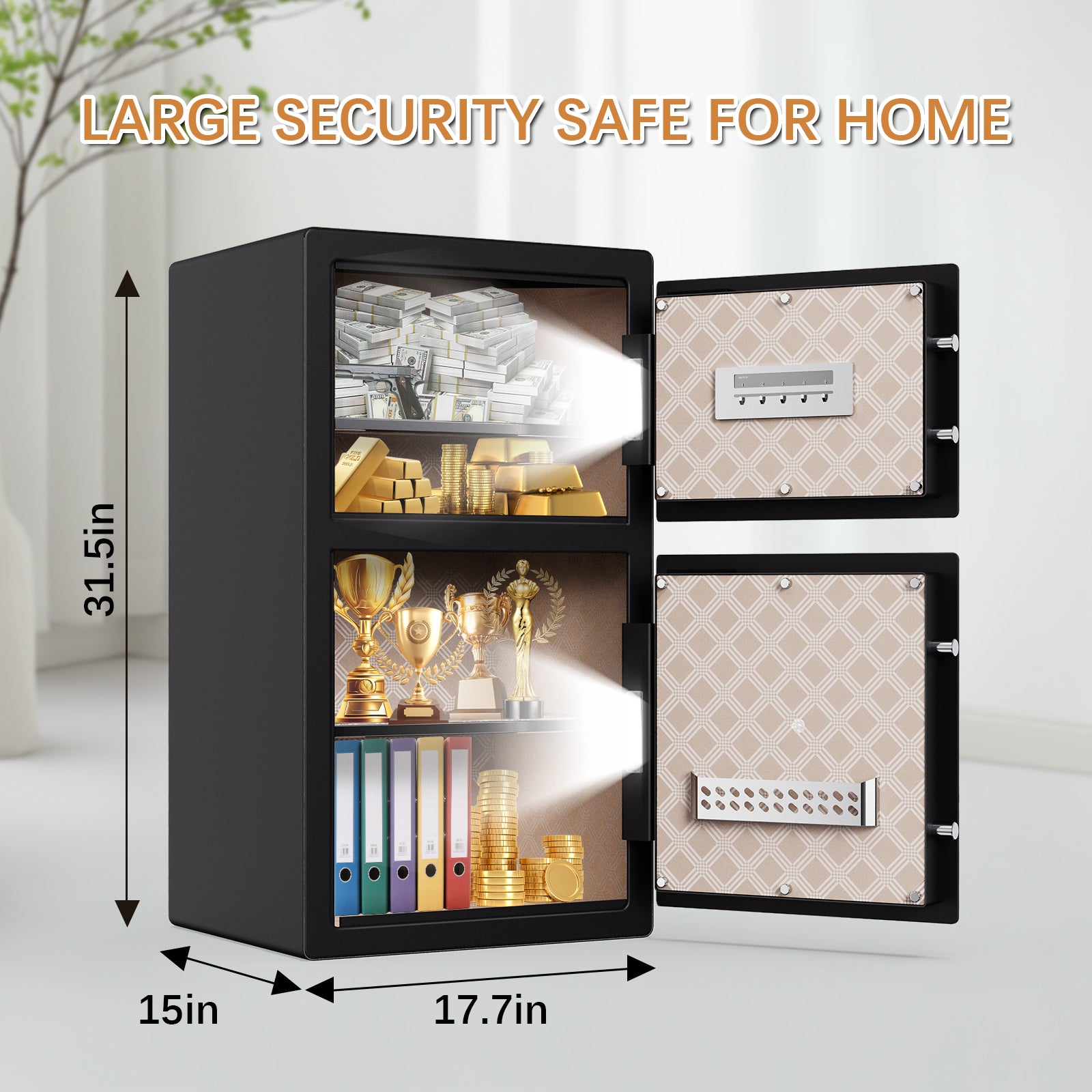 Large 4.9 Cu Ft Home Safe Steel Double Door Fingerprint Digital Lock