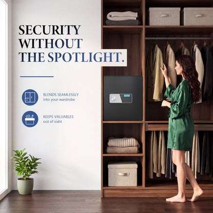 VALINIRT 19.7-Inch Tall Biometric Home Safe with Fingerprint & Digital Keypad, Anti-Pry Design and Alarm