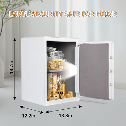 2.0 Cu Ft Fingerprint Home Safe Box with Fireproof Bag, Drawer & Shelf