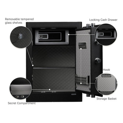 Large Fingerprint Safe Box with Fireproof Bag, Alarm