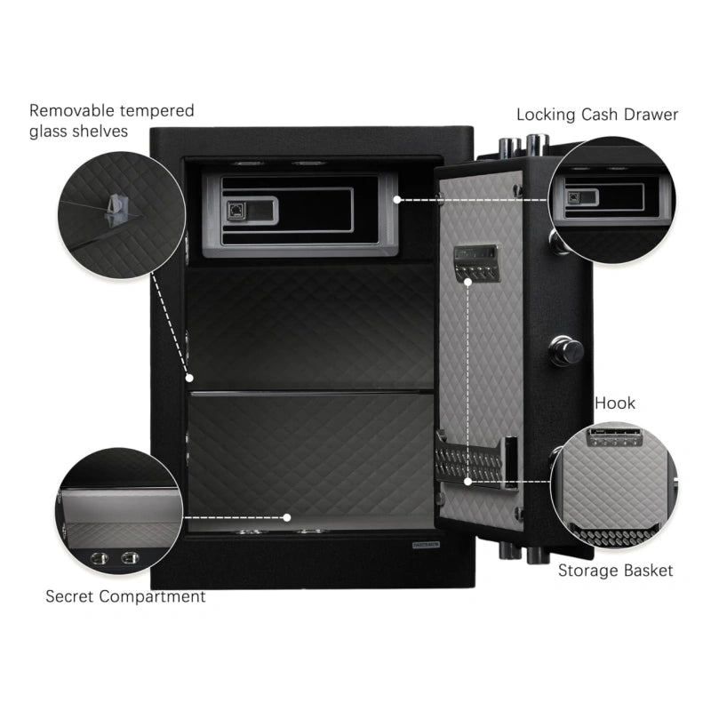 Large Fingerprint Safe Box with Fireproof Bag, Alarm
