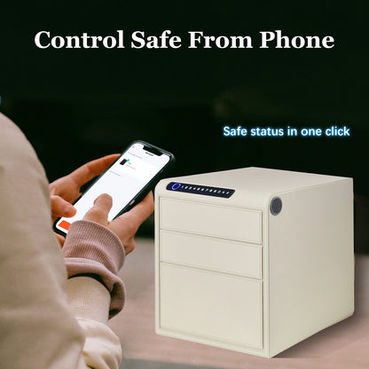 3 Drawers Smart Jewelry Safe Box with Bluetooth, Fingerprint Lock & Auto Open