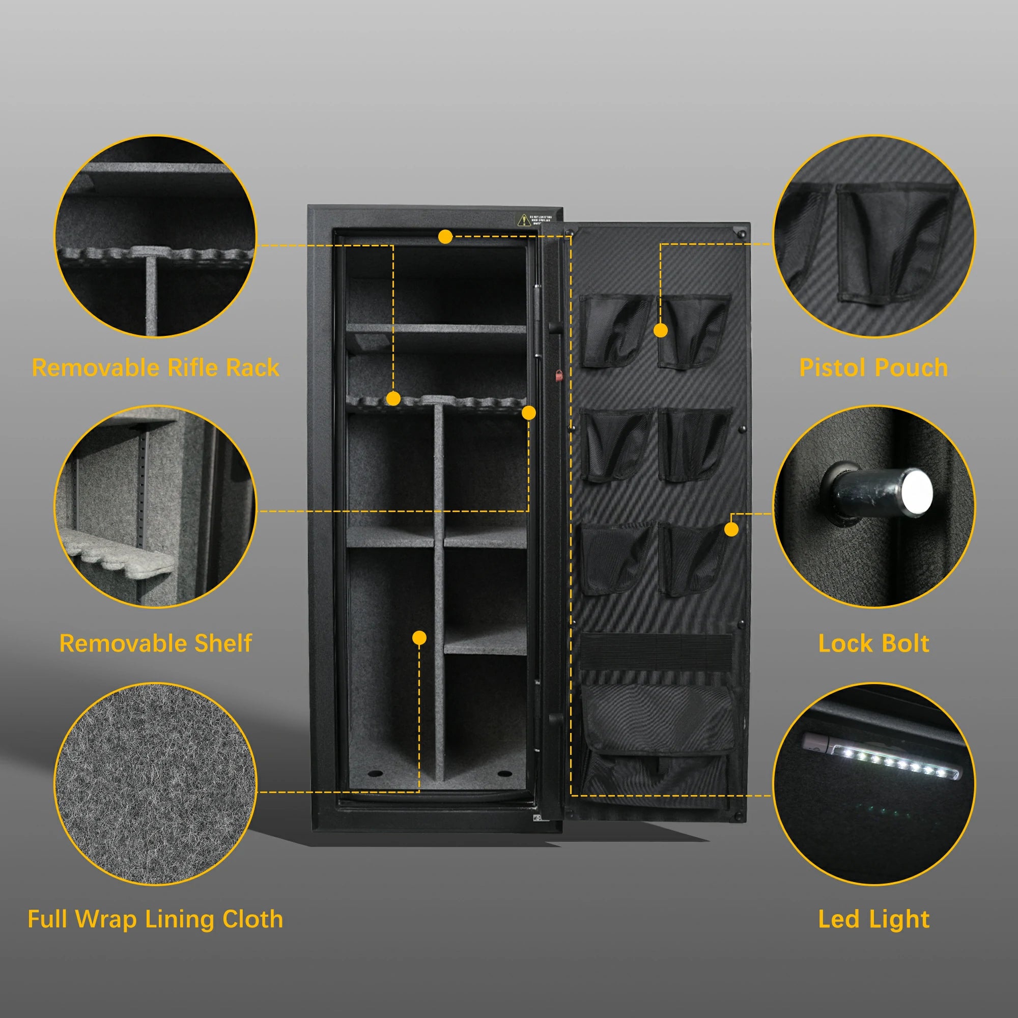 24 Gun Fireproof Safe Cabinet, Electronic Lock, No Assembly
