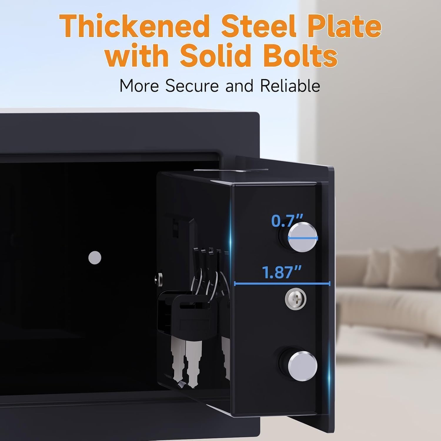 0.24Cu Ft Compact Digital Home Safe with Keypad & Alarm, Steel Lock Box