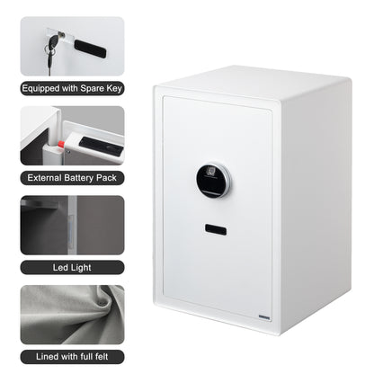 Fingerprint Safe Box with Alarm, LED Light & Removable Shelves