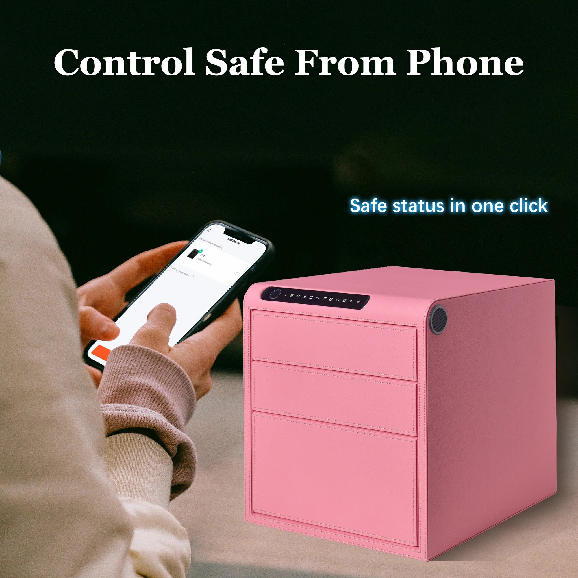 3 Drawers Smart Jewelry Safe Box with Bluetooth, Fingerprint Lock & Auto Open