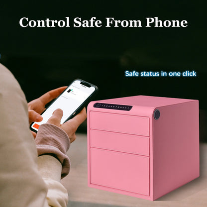 3 Drawers Smart Jewelry Safe Box with Bluetooth, Fingerprint Lock & Auto Open
