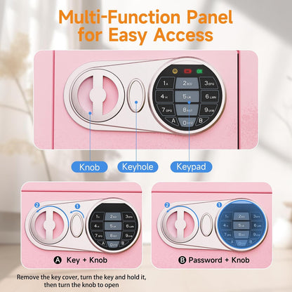 0.23 Cu Ft Small Digital Safe Box with Keypad & Keys, Compact Home Lock Box