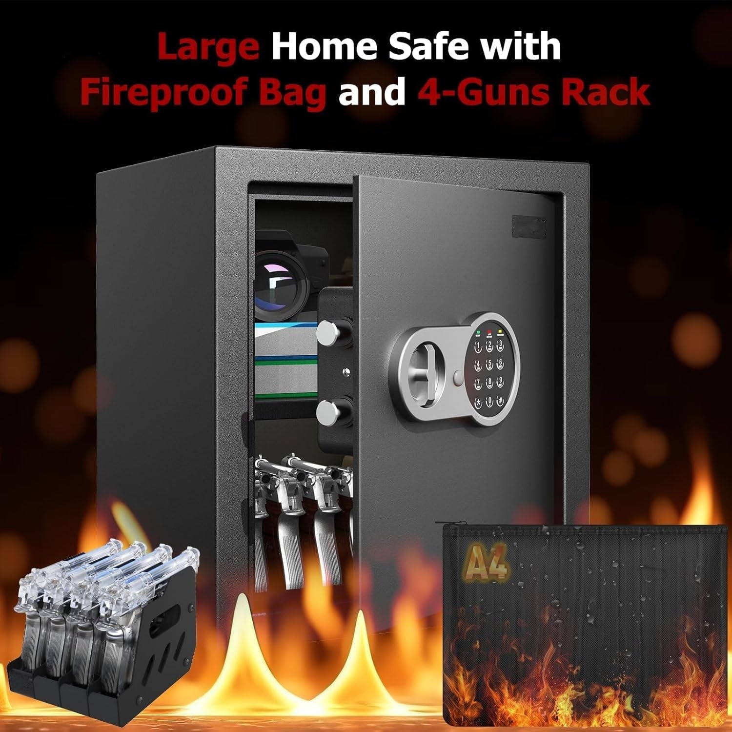 2.3 Cu Ft Fireproof Home Safe with Electronic Keypad & Alarm