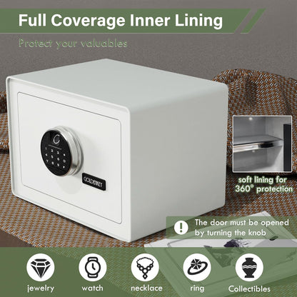 1.6 Cu Ft Home Safe with Fingerprint Lock Alarm Velvet Interior Shelf