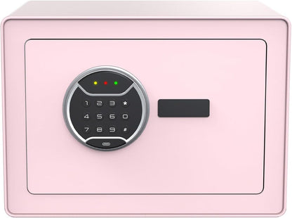 VALINIRT Biometric Home Safe with Fingerprint Keypad, Anti-Pry Design & Alarm, Pink