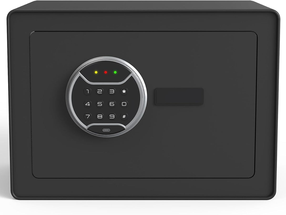 VALINIRT Biometric Home Safe with Fingerprint Keypad, Anti-Pry Design & Alarm, Pink