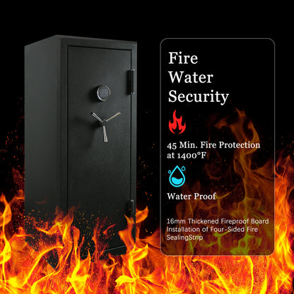 24 Gun Fireproof Safe Cabinet, Electronic Lock, No Assembly