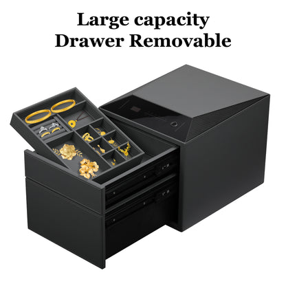 2 Drawers Smart Jewelry Safe Box with Fingerprint, Bluetooth & Auto Open