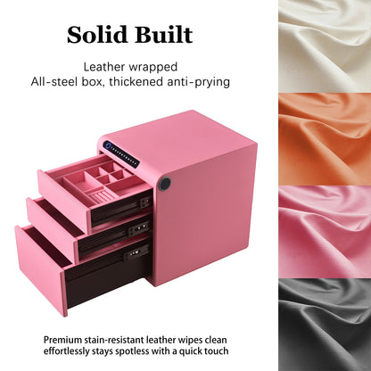 3 Drawers Smart Jewelry Safe Box with Bluetooth, Fingerprint Lock & Auto Open