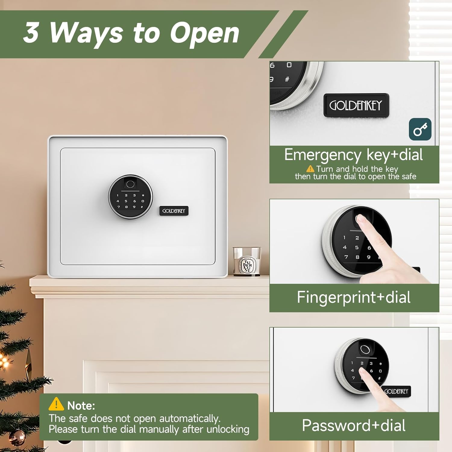 1.6 Cu Ft Home Safe with Fingerprint Lock Alarm Velvet Interior Shelf