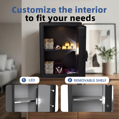 VALINIRT 19.7-Inch Tall Biometric Home Safe with Fingerprint & Digital Keypad, Anti-Pry Design and Alarm