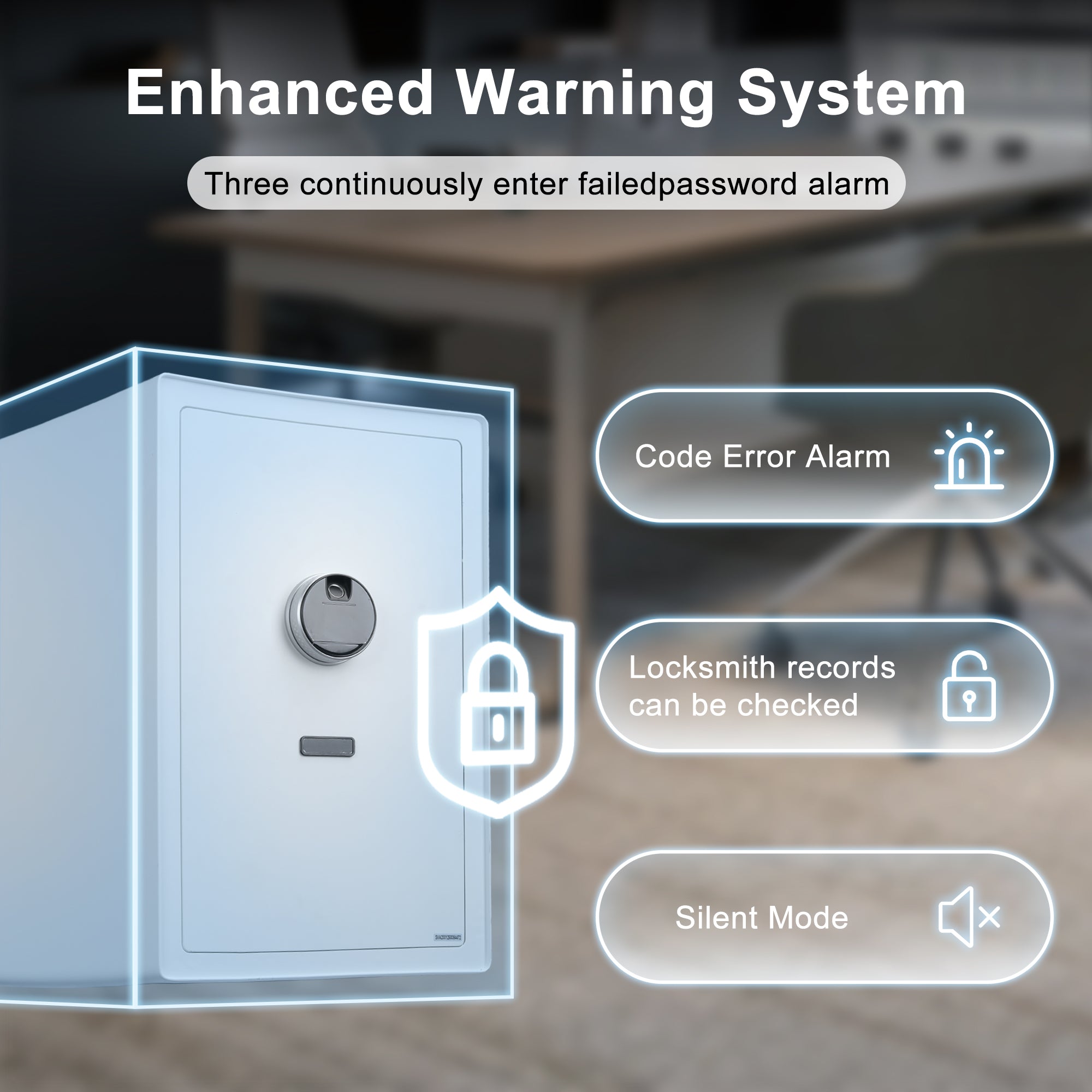 Fingerprint Safe Box with Alarm, LED Light & Removable Shelves