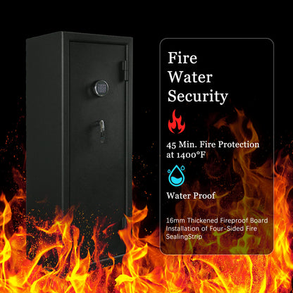 14 Gun Fireproof Safe Cabinet, Electronic Lock, No Assembly
