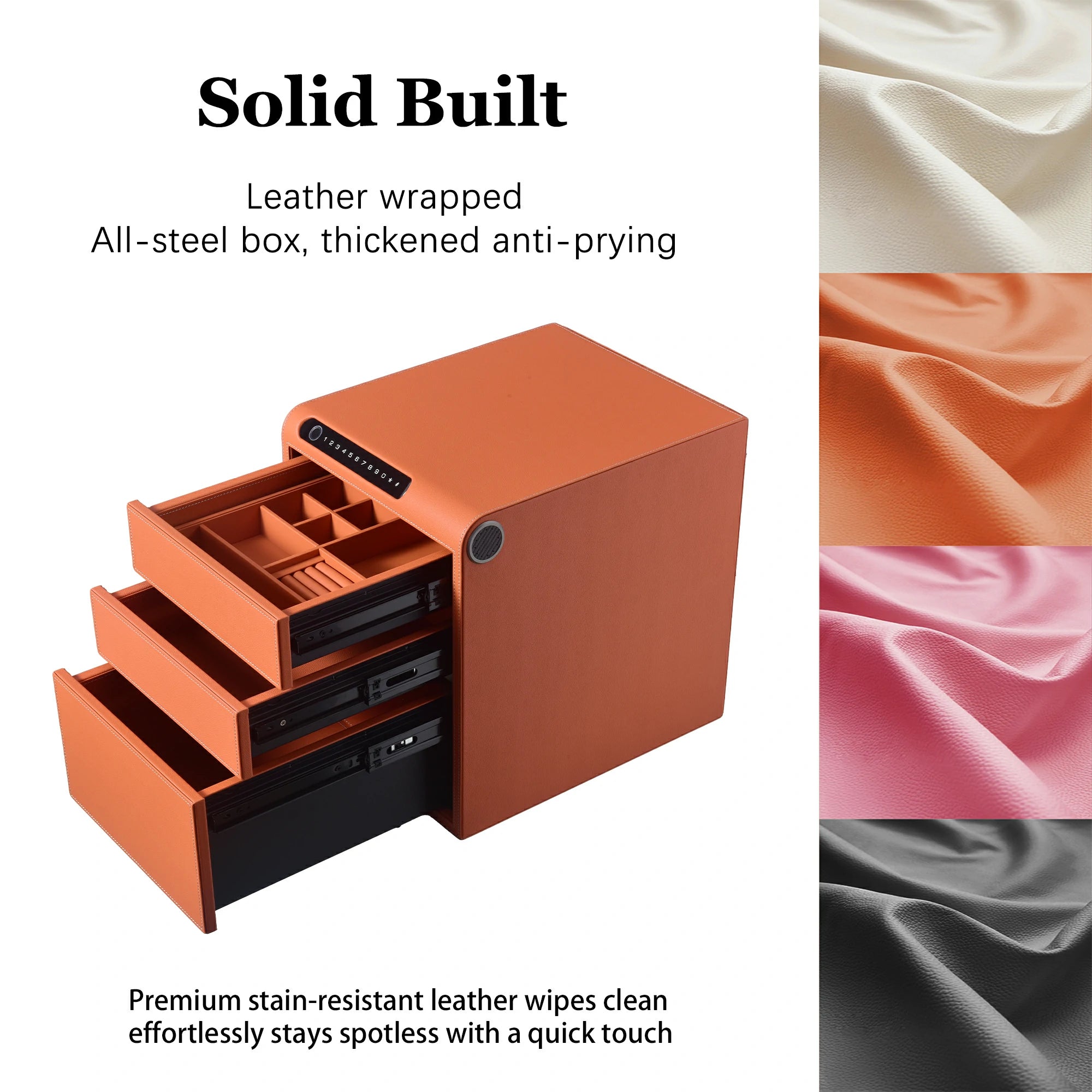 3 Drawers Smart Jewelry Safe Box with Bluetooth, Fingerprint Lock & Auto Open