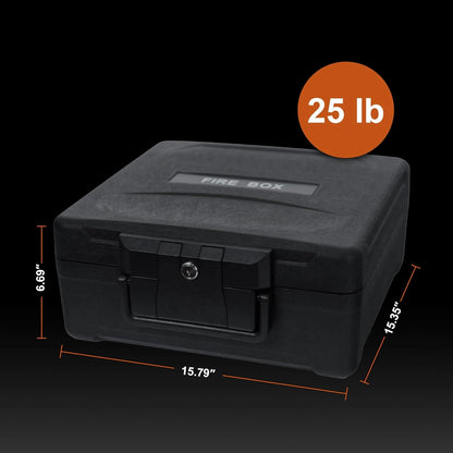 Portable Fireproof Safe Box with Key Lock, LED Light and Strap