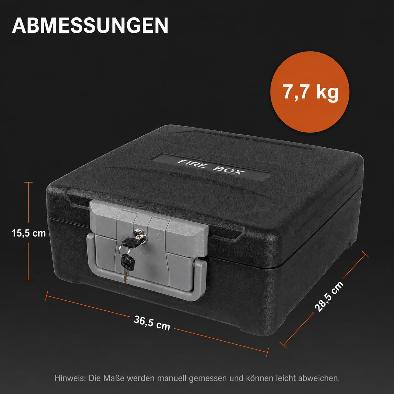 0.57 Cu Fireproof Waterproof Safe Document Portable Box Key Lock and Handle