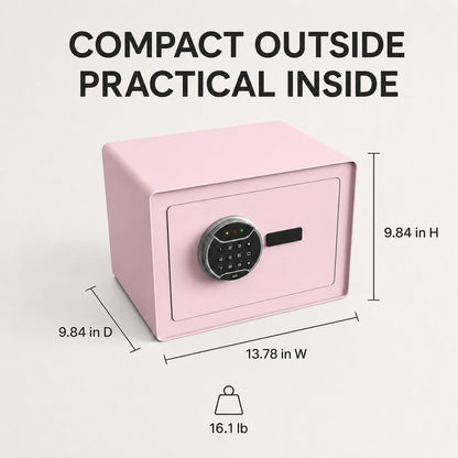 VALINIRT Biometric Home Safe with Fingerprint Keypad, Anti-Pry Design & Alarm, Pink