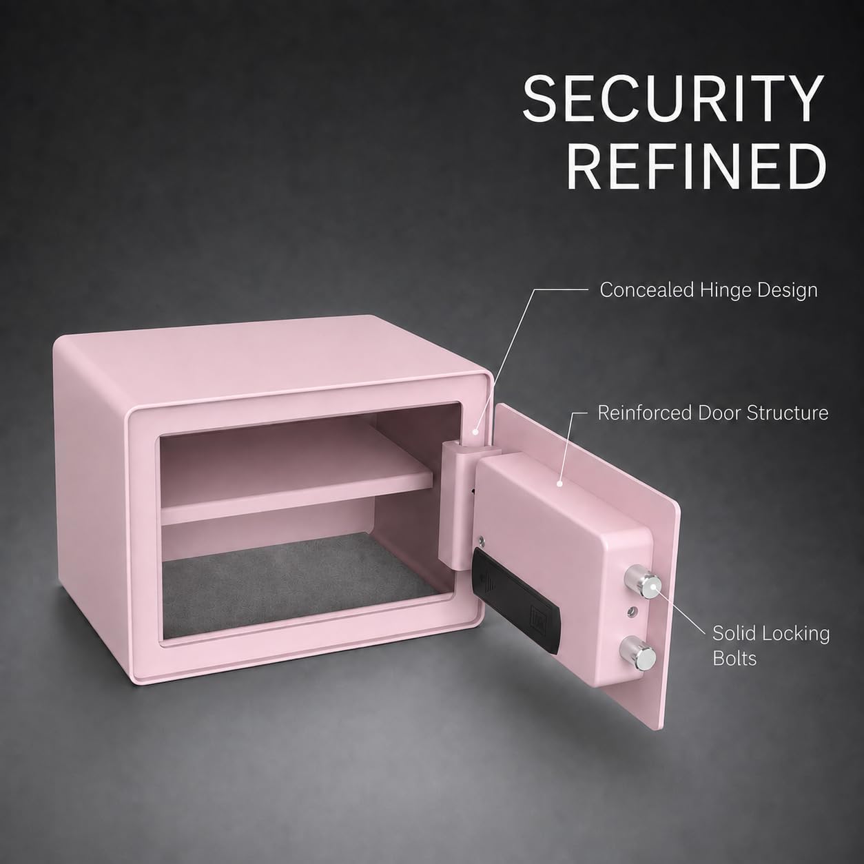 VALINIRT Biometric Home Safe with Fingerprint Keypad, Anti-Pry Design & Alarm, Pink
