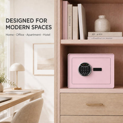 VALINIRT Biometric Home Safe with Fingerprint Keypad, Anti-Pry Design & Alarm, Pink