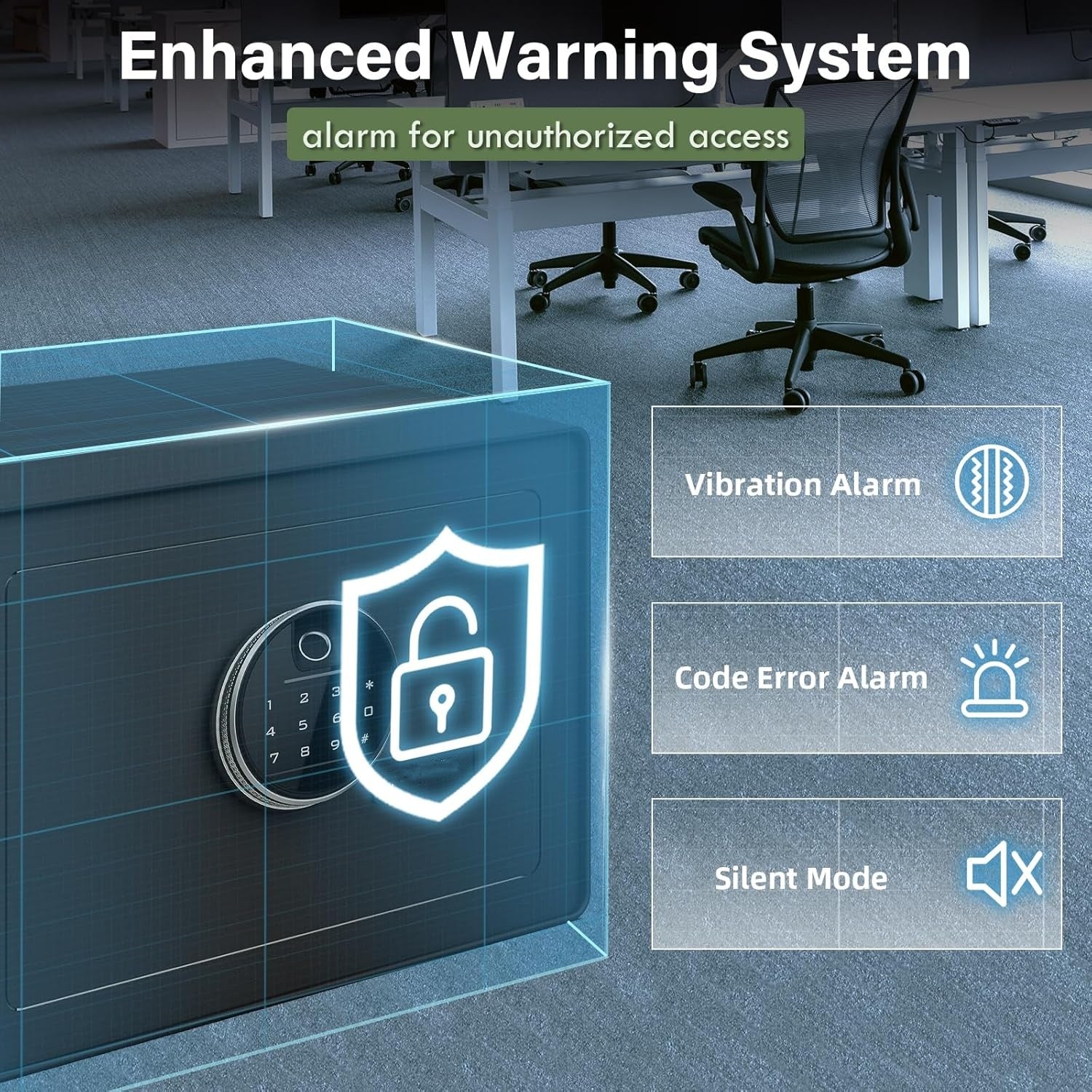1.2 cu ft Fingerprint Safe Box with Keypad & Key, Removable Shelf