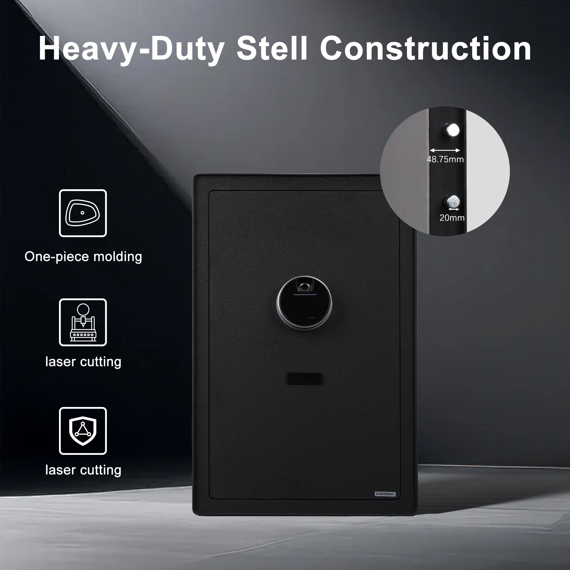 Fingerprint Safe Box with Alarm, LED Light & Removable Shelves