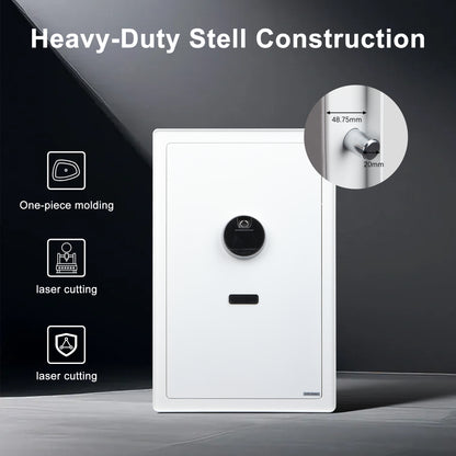 Fingerprint Safe Box with Alarm, LED Light & Removable Shelves