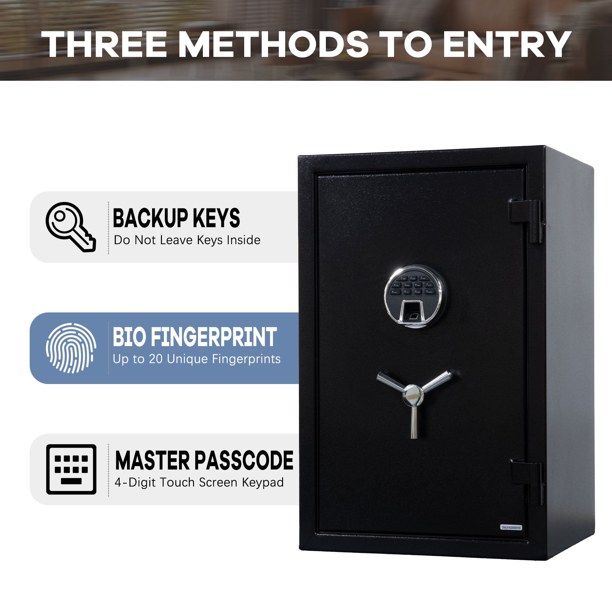 Fireproof Safe with Fingerprint & Programmable Keypad (Black-with Gun Bag)