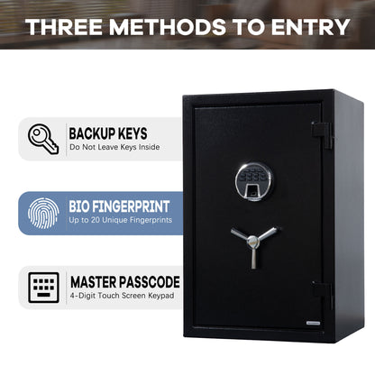 Fireproof Safe with Fingerprint & Programmable Keypad (Black-with Gun Bag)