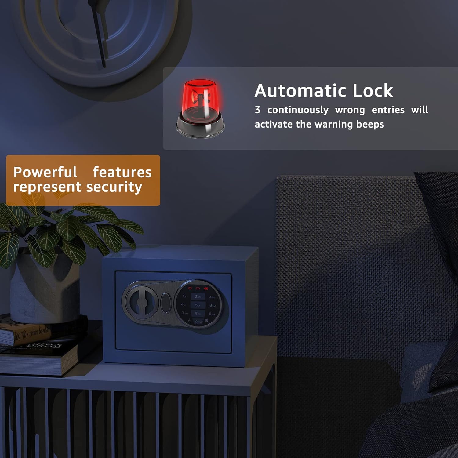 0.23 Cu Ft Small Digital Safe Box with Keypad & Keys, Compact Home Lock Box