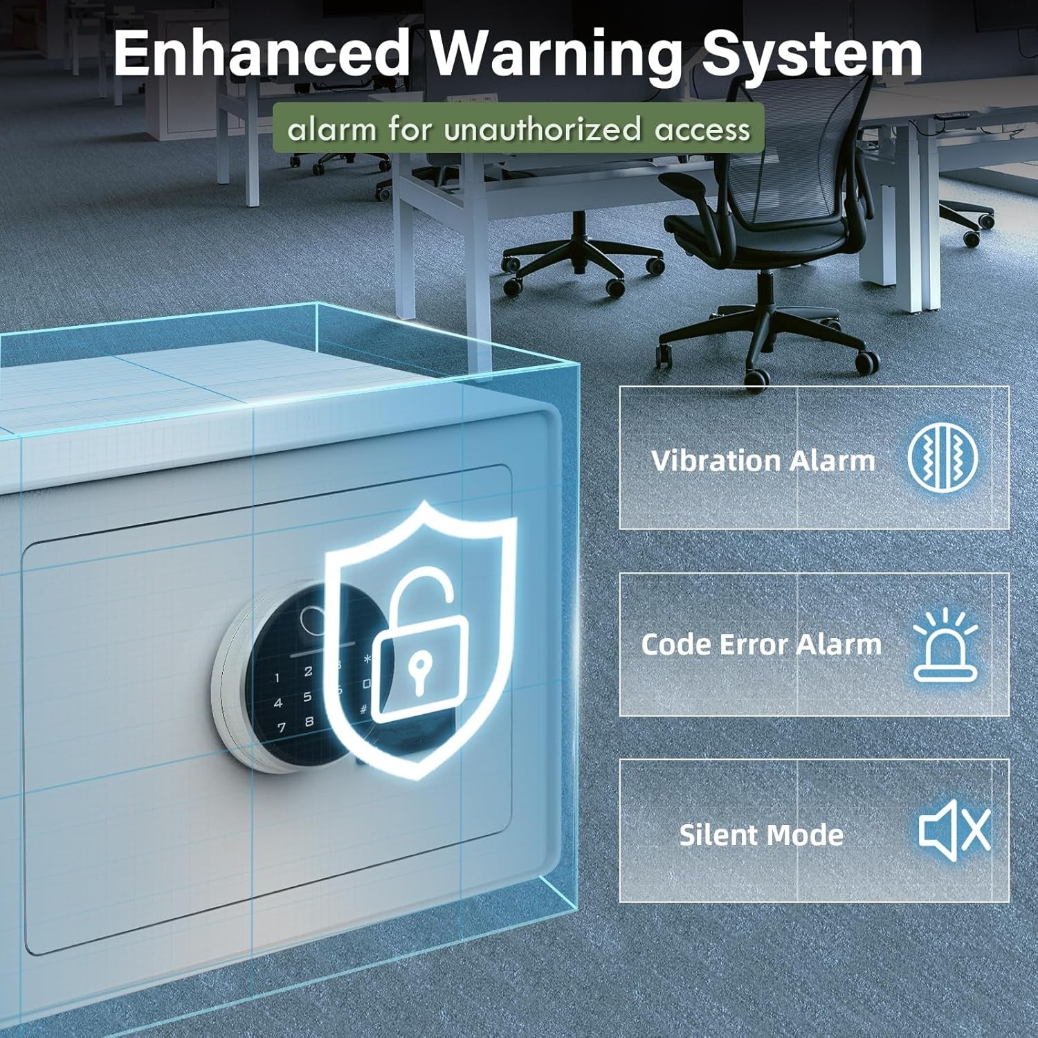 1.2 cu ft Fingerprint Safe Box with Keypad & Key, Removable Shelf