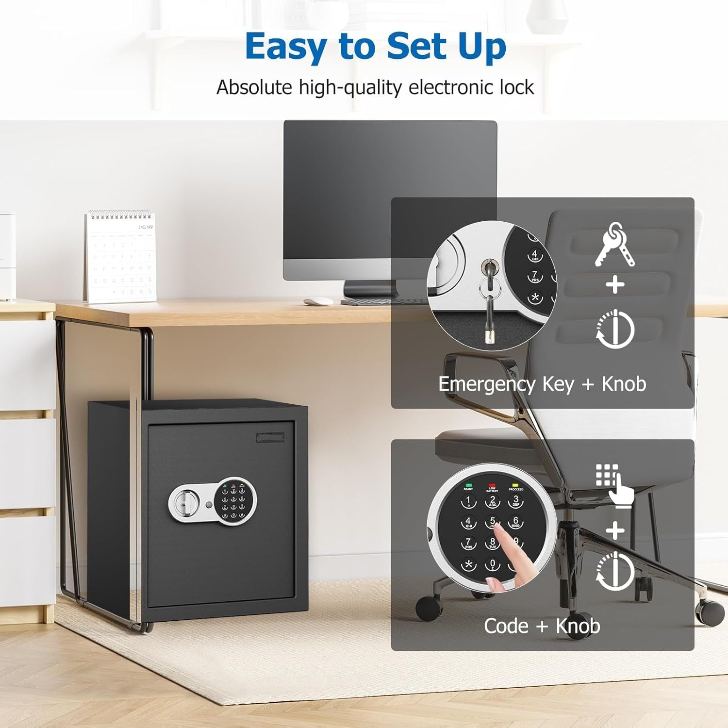 2.3 Cu Ft Fireproof Home Safe with Electronic Keypad & Alarm