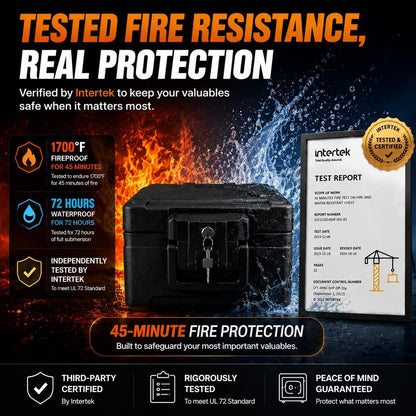 0.57 Cu Fireproof Waterproof Safe Document Portable Box Key Lock and Handle