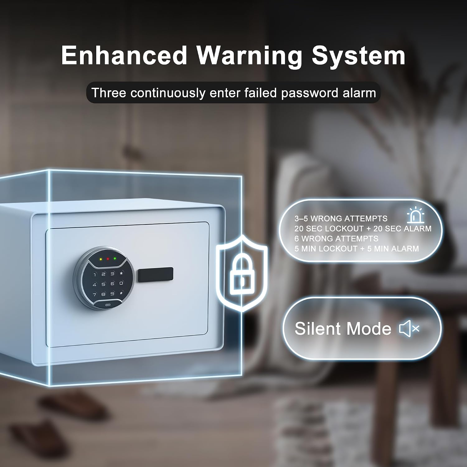 VALINIRT Biometric Home Safe with Fingerprint Keypad, Anti-Pry Design & Alarm, Pink