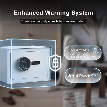 VALINIRT Biometric Home Safe with Fingerprint Keypad, Anti-Pry Design & Alarm, Pink