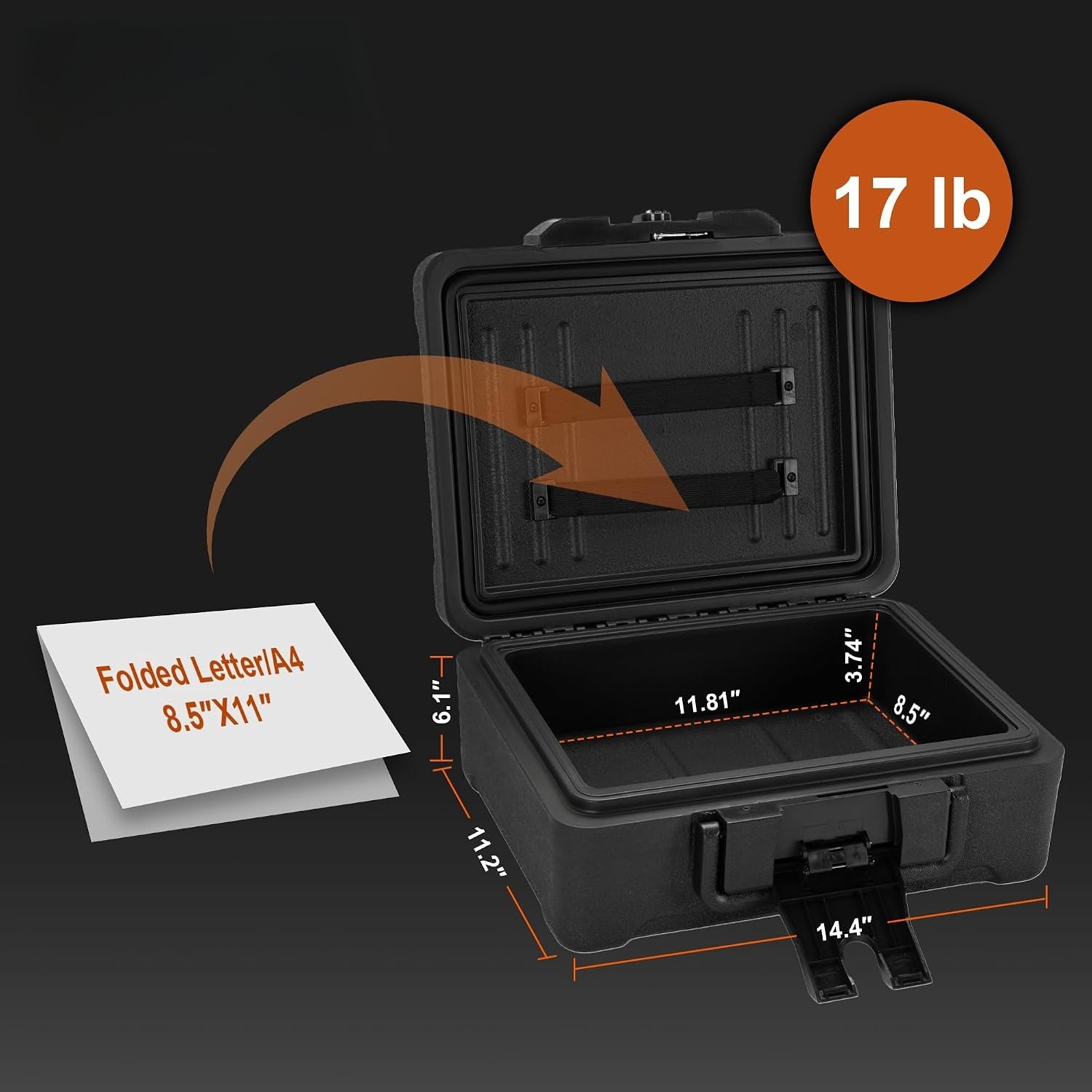 0.57 Cu Fireproof Waterproof Safe Document Portable Box Key Lock and Handle