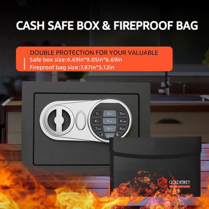 0.23 Cu Ft Small Digital Safe Box with Keypad & Keys, Compact Home Lock Box