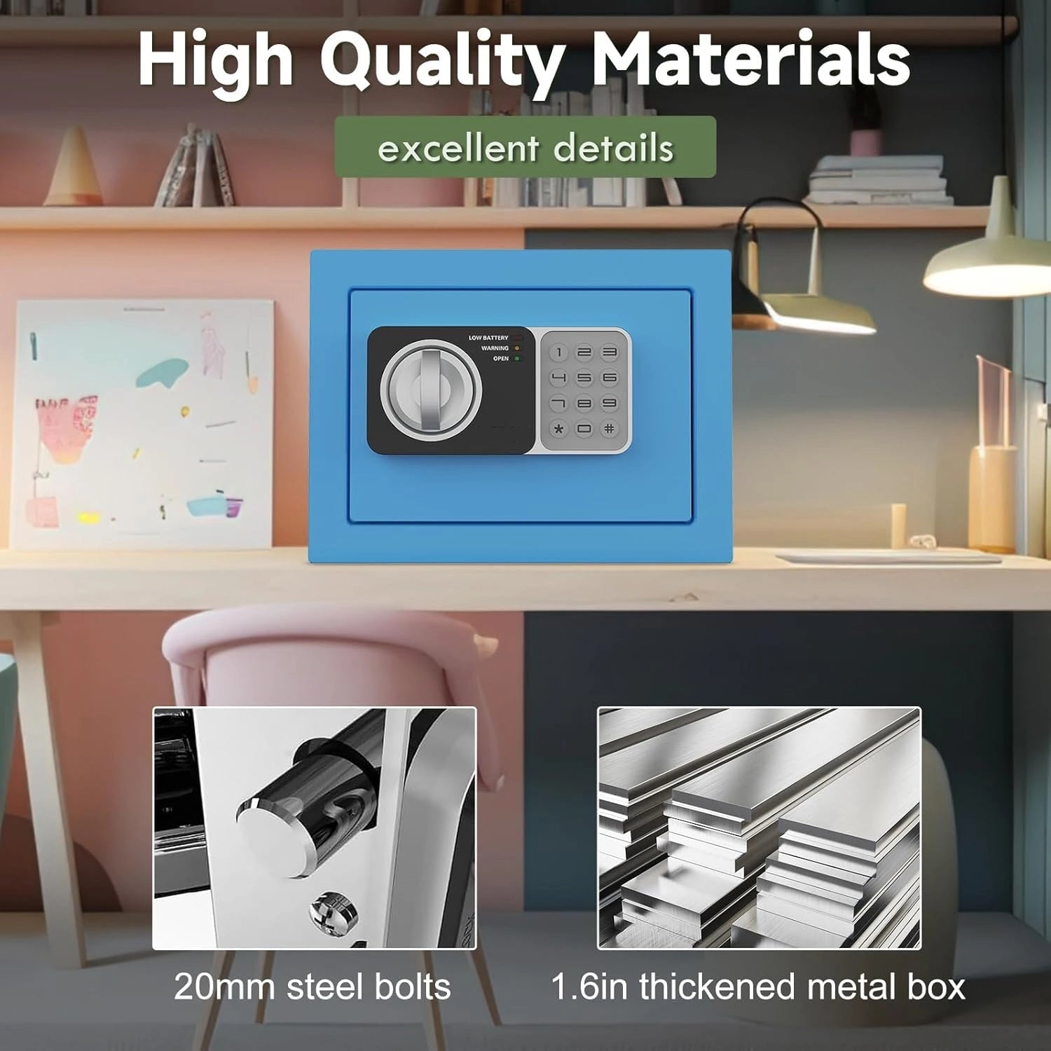 0.24 cu ft Small Electronic Safe Box with Key, Wall or Cabinet Mount